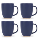 Elanze Designs Raw Clay Bottom Navy Blue 13 ounce Ceramic Coffee Mugs Set of 4