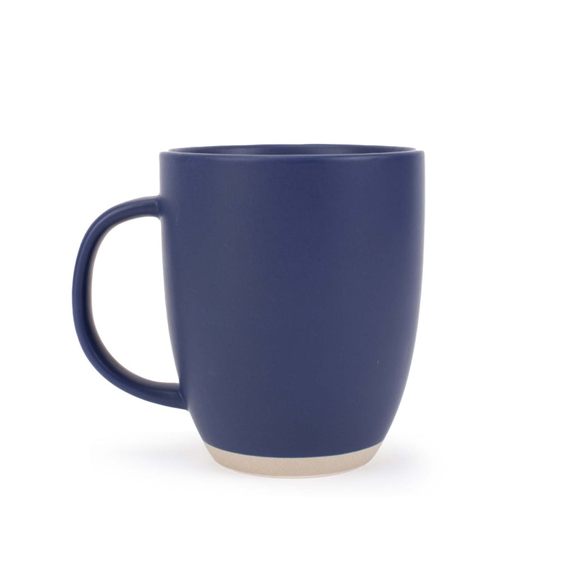Elanze Designs Raw Clay Bottom Navy Blue 13 ounce Ceramic Coffee Mugs Set of 4