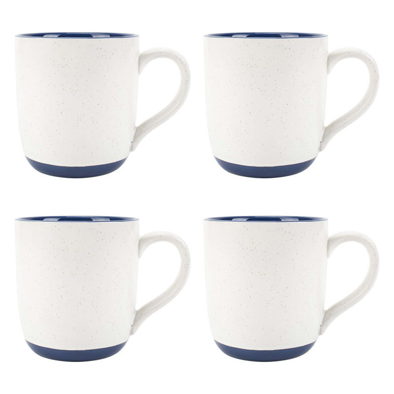 Elanze Designs Typewriter Speckled Navy Blue 13 ounce Ceramic Coffee Mugs Set of 4