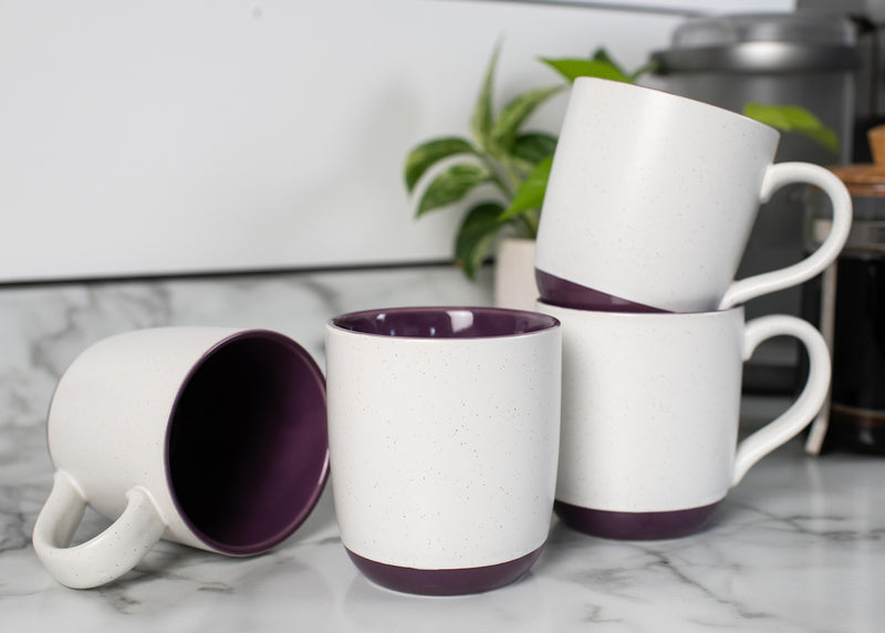 Elanze Designs Typewriter Speckled Purple 13 ounce Ceramic Coffee Mugs Set of 4