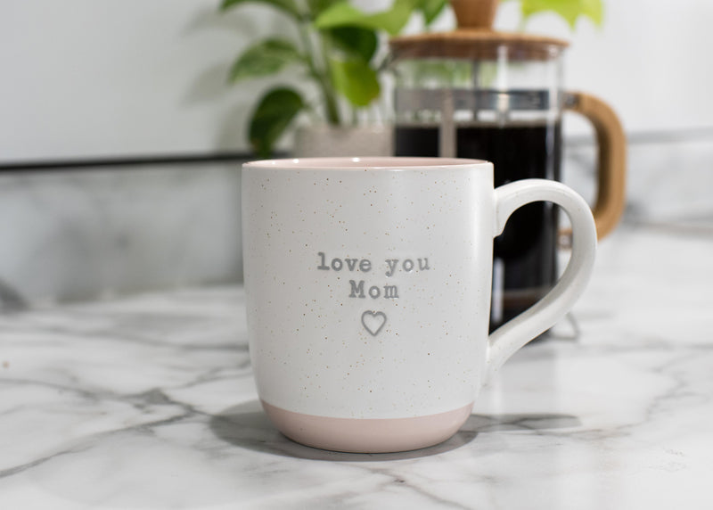 Elanze Designs Love You Mom Speckled Pink 13 ounce Ceramic Coffee Mug