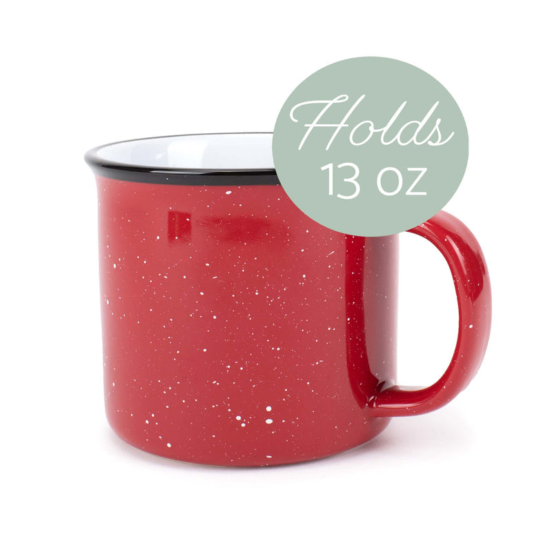 Elanze Designs Speckled Camper Red 13 ounce Ceramic Coffee Mugs Set of 4