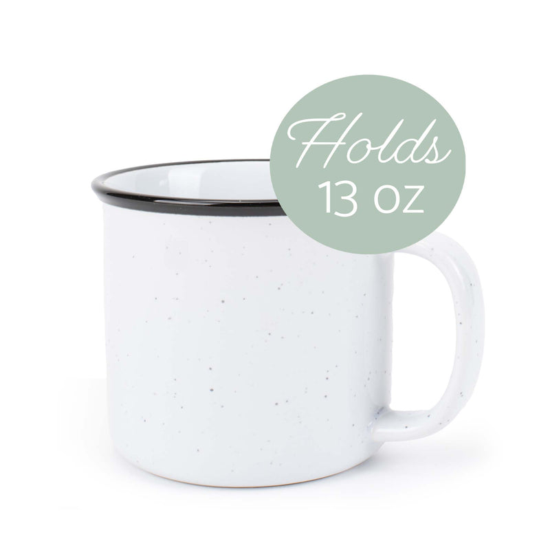 Elanze Designs Speckled Camper White 13 ounce Ceramic Coffee Mugs Set of 4