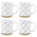 Elanze Designs Modern Plaid Raw Clay Bottom White 13 ounce Ceramic Coffee Mugs Set of 4