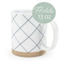 Elanze Designs Modern Plaid Raw Clay Bottom White 13 ounce Ceramic Coffee Mugs Set of 4