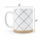 Elanze Designs Modern Plaid Raw Clay Bottom White 13 ounce Ceramic Coffee Mugs Set of 4