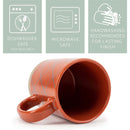 Elanze Designs Modern Plaid Raw Clay Bottom Orange 13 ounce Ceramic Coffee Mugs Set of 4