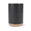 Elanze Designs Tall Ribbed Raw Clay Bottom Black 16 ounce Ceramic Coffee Mugs Set of 4