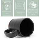 Elanze Designs Tall Ribbed Raw Clay Bottom Black 16 ounce Ceramic Coffee Mugs Set of 4