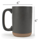 Elanze Designs Tall Ribbed Raw Clay Bottom Grey 16 ounce Ceramic Coffee Mugs Set of 4