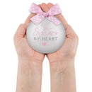 Elanze Designs Sisters By Heart Silver Tone 4 inch Blown Glass Ball Christmas Ornament