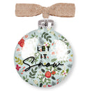 Elanze Designs Let It Snow Blue Floral 4 inch Glass Round Disc Christmas Ornament
