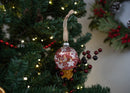 Elanze Designs Merry and Bright Red Floral 4 inch Glass Round Disc Christmas Ornament