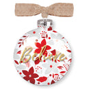 Elanze Designs Believe White Floral 4 inch Glass Round Disc Christmas Ornament