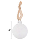 Elanze Designs Believe White Floral 4 inch Glass Round Disc Christmas Ornament