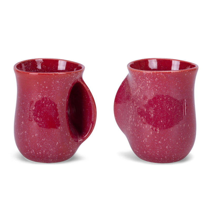 Elanze Designs Reactive 14 ounce Ceramic Handwarmer Mugs Set of 2, Maraschino Red