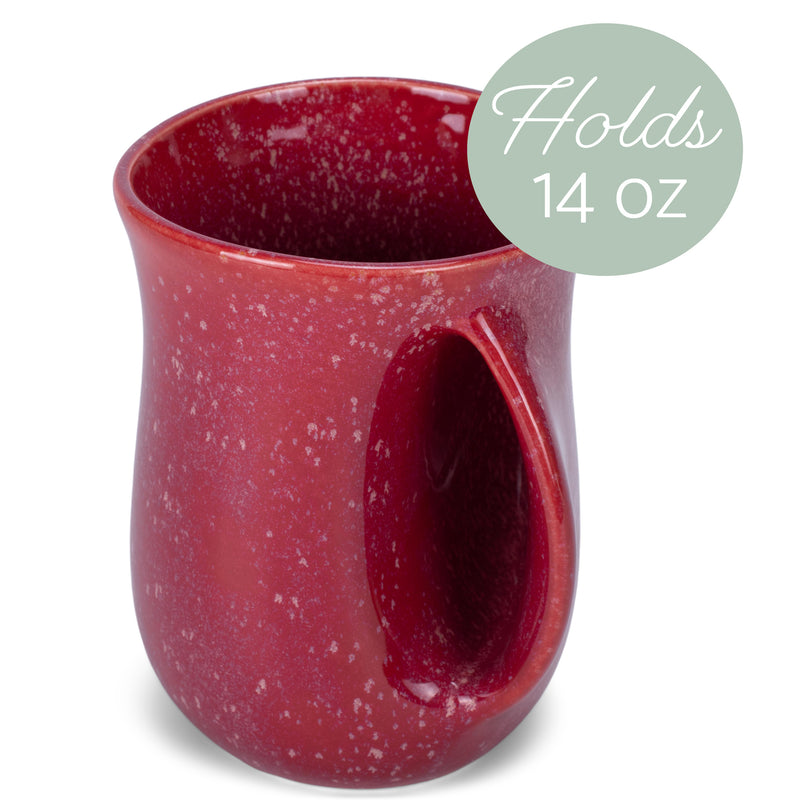 Elanze Designs Reactive 14 ounce Ceramic Handwarmer Mugs Set of 4, Maraschino Red