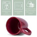 Elanze Designs Reactive 17 ounce Ceramic Curved Body Mugs Set of 4, Maraschino Red