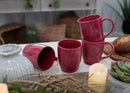 Elanze Designs Reactive 17 ounce Ceramic Curved Body Mugs Set of 4, Maraschino Red
