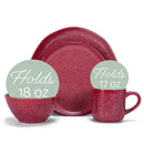 Elanze Designs Reactive Ceramic Dinnerware 16 Piece Set - Service for 4, Maraschino Red