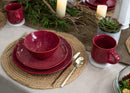Elanze Designs Reactive Ceramic Dinnerware 16 Piece Set - Service for 4, Maraschino Red