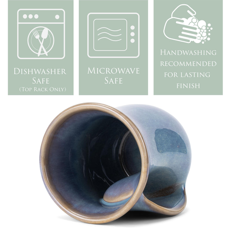Elanze Designs Reactive 14 ounce Ceramic Handwarmer Mugs Set of 2, Ocean Sunrise