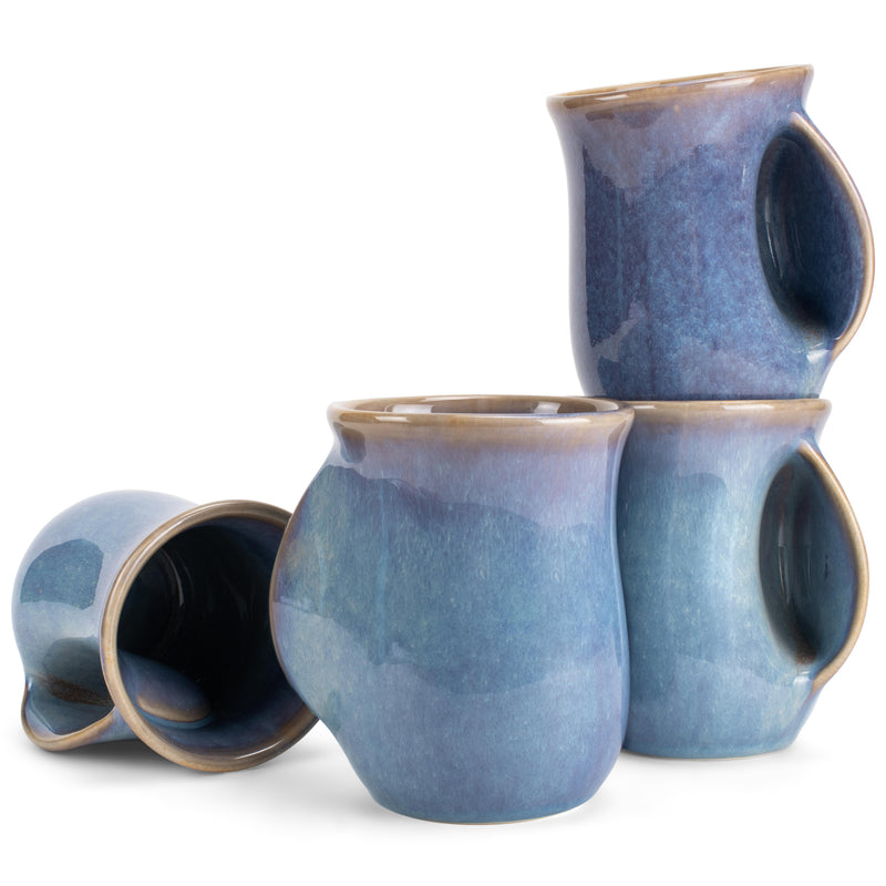 Elanze Designs Reactive 14 ounce Ceramic Handwarmer Mugs Set of 4, Ocean Sunrise