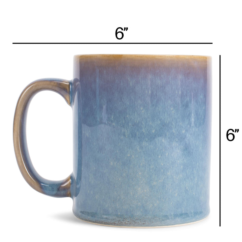 Elanze Designs Reactive 17 ounce Ceramic Straight Body Mugs Set of 4, Ocean Sunrise