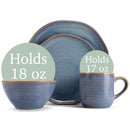 Elanze Designs Reactive Ceramic Dinnerware 16 Piece Set - Service for 4, Ocean Sunrise