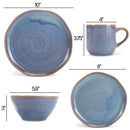 Elanze Designs Reactive Ceramic Dinnerware 16 Piece Set - Service for 4, Ocean Sunrise