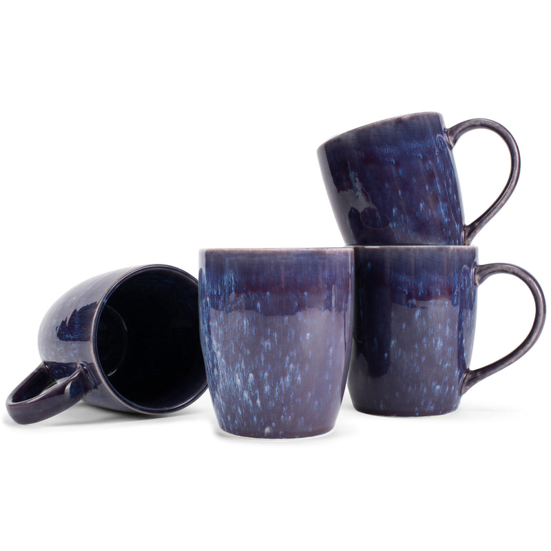 Elanze Designs Reactive 17 ounce Ceramic Curved Body Mugs Set of 4, Midnight Purple