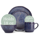Elanze Designs Reactive Ceramic Dinnerware 16 Piece Set - Service for 4, Midnight Purple