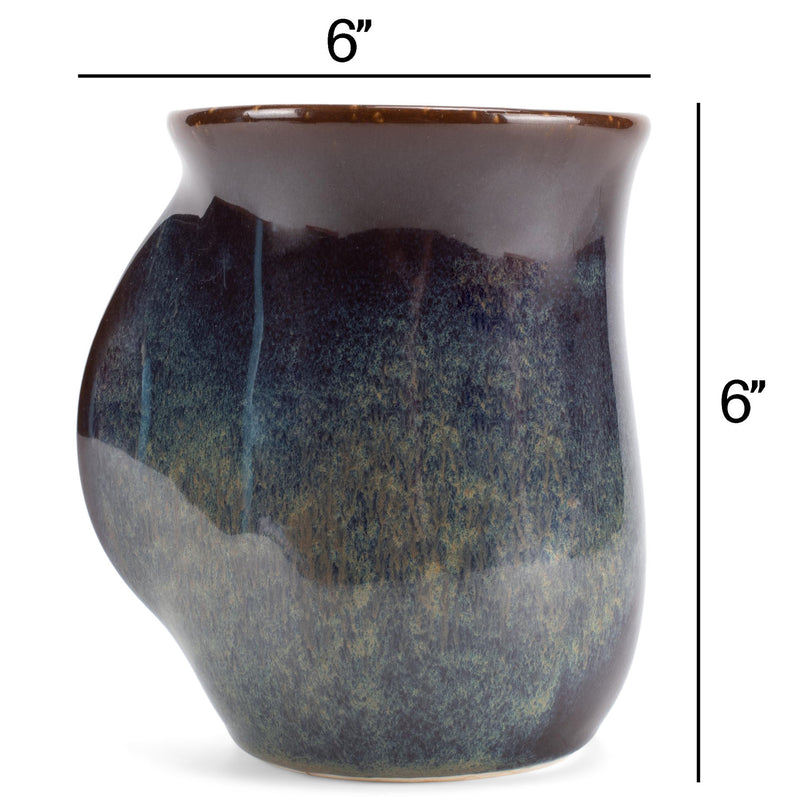 Elanze Designs Reactive 14 ounce Ceramic Handwarmer Mugs Set of 4, Cascade Brown