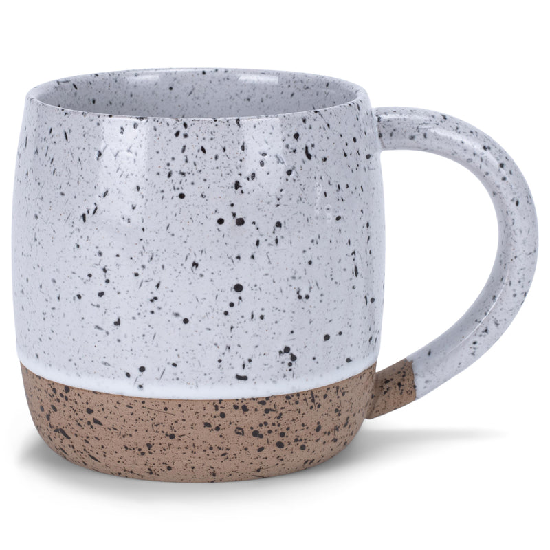 Elanze Designs Speckled Raw Bottom 17 ounce Ceramic Mug, White