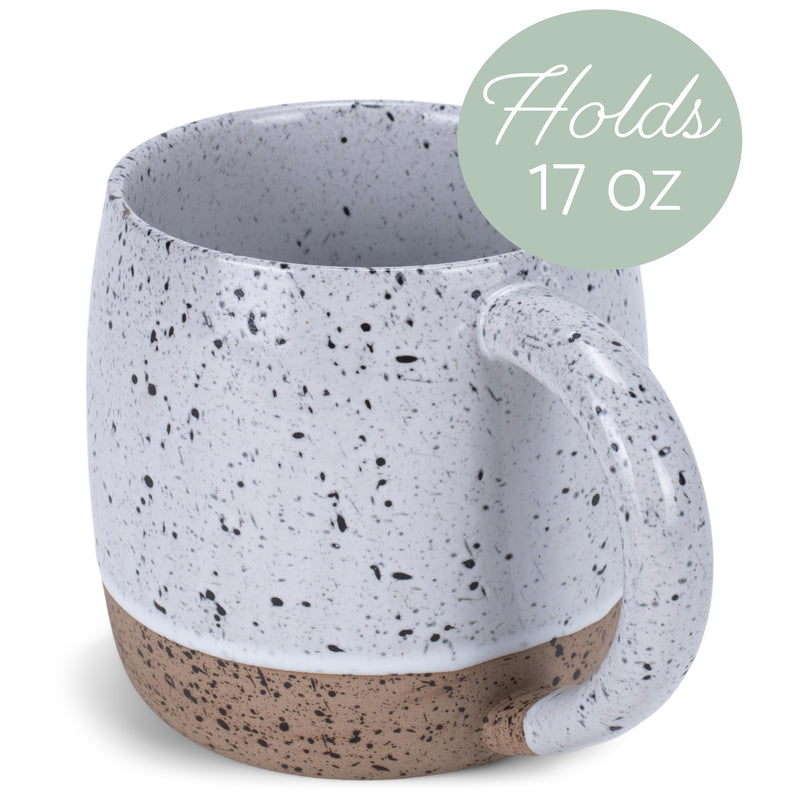 Elanze Designs Speckled Raw Bottom 17 ounce Ceramic Mug, White