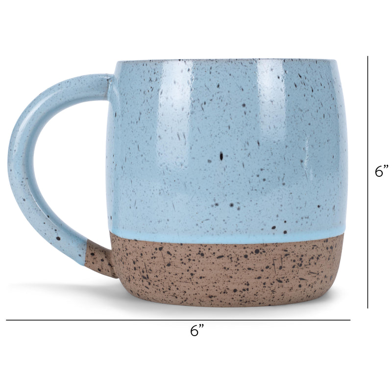 Elanze Designs Speckled Raw Bottom 17 ounce Ceramic Mug, Ice Blue
