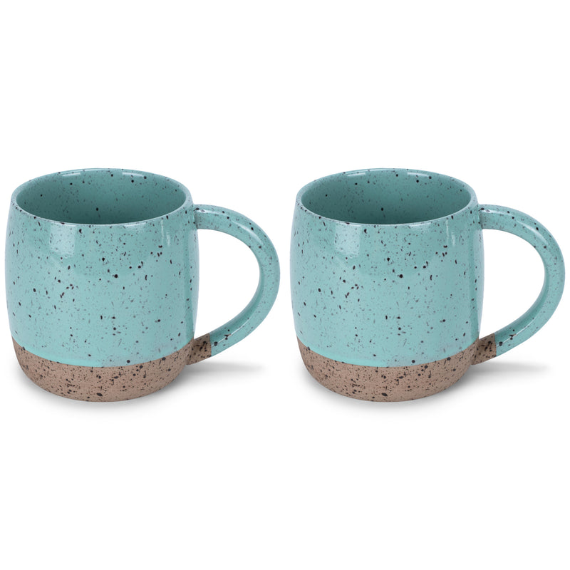 Elanze Designs Speckled Raw Bottom 17 ounce Ceramic Mugs Pack of 2, Mint Green