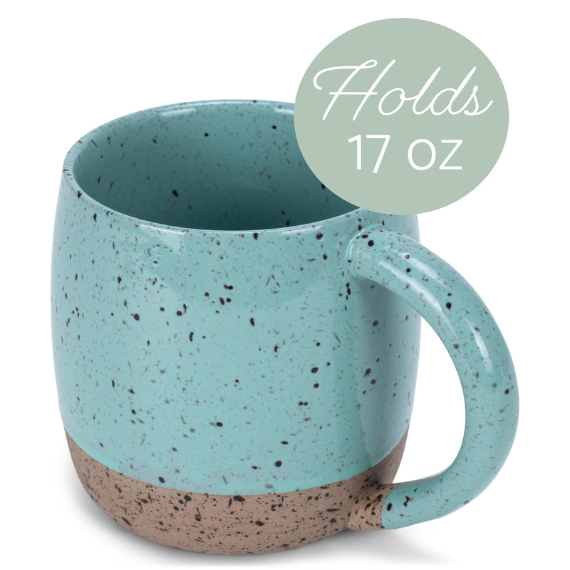 Elanze Designs Speckled Raw Bottom 17 ounce Ceramic Mugs Pack of 2, Mint Green