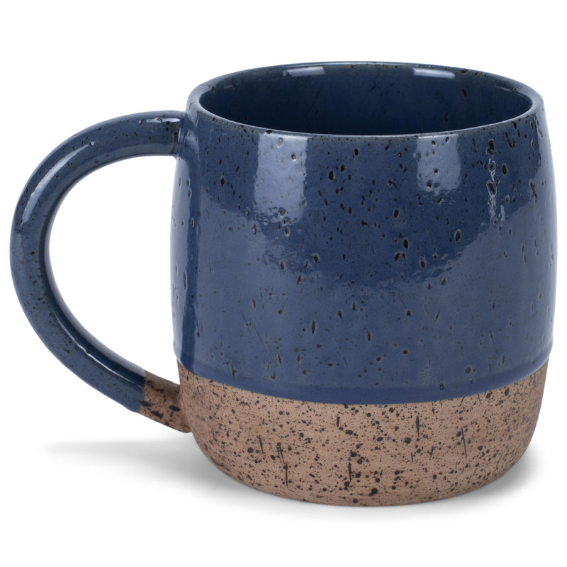 Elanze Designs Speckled Raw Bottom 17 ounce Ceramic Mugs Pack of 2, Navy Blue