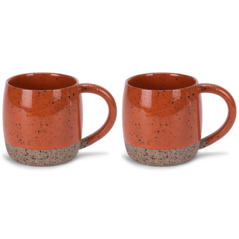 Elanze Designs Speckled Raw Bottom 17 ounce Ceramic Mugs Pack of 2, Burnt Orange