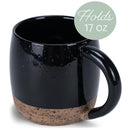 Elanze Designs Speckled Raw Bottom 17 ounce Ceramic Mugs Pack of 2, Black