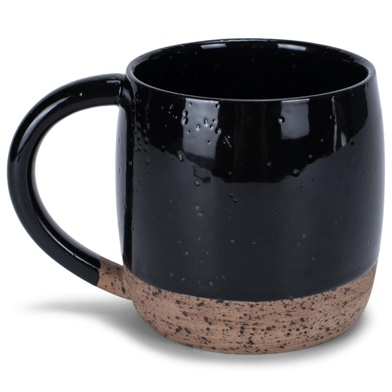 Elanze Designs Speckled Raw Bottom 17 ounce Ceramic Mugs Pack of 2, Black