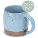 Elanze Designs Speckled Raw Bottom 17 ounce Ceramic Mugs Pack of 2, Ice Blue