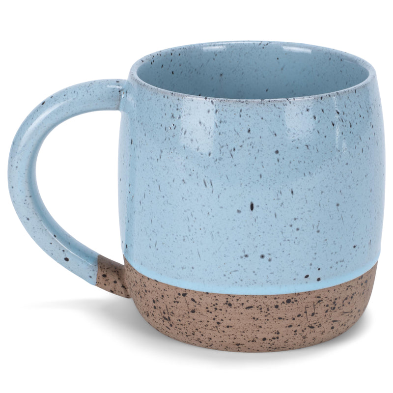 Elanze Designs Speckled Raw Bottom 17 ounce Ceramic Mugs Pack of 2, Ice Blue