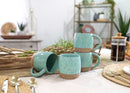 Elanze Designs Speckled Raw Bottom 17 ounce Ceramic Mugs Pack of 4, Mint Green