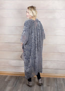 Lush Kimono Sheer Grey One Size Fits Most Velvet Fabric Pashmina Shawl