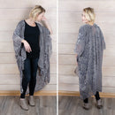 Lush Kimono Sheer Grey One Size Fits Most Velvet Fabric Pashmina Shawl
