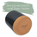 Glossy X-Large Ceramic Stoneware Cork Bottom Kitchen Utensil Holder, Black