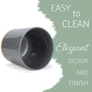 Glossy X-Large Ceramic Stoneware Cork Bottom Kitchen Utensil Holder, Grey