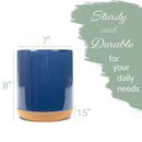 Glossy X-Large Ceramic Stoneware Cork Bottom Kitchen Utensil Holder, Navy Blue